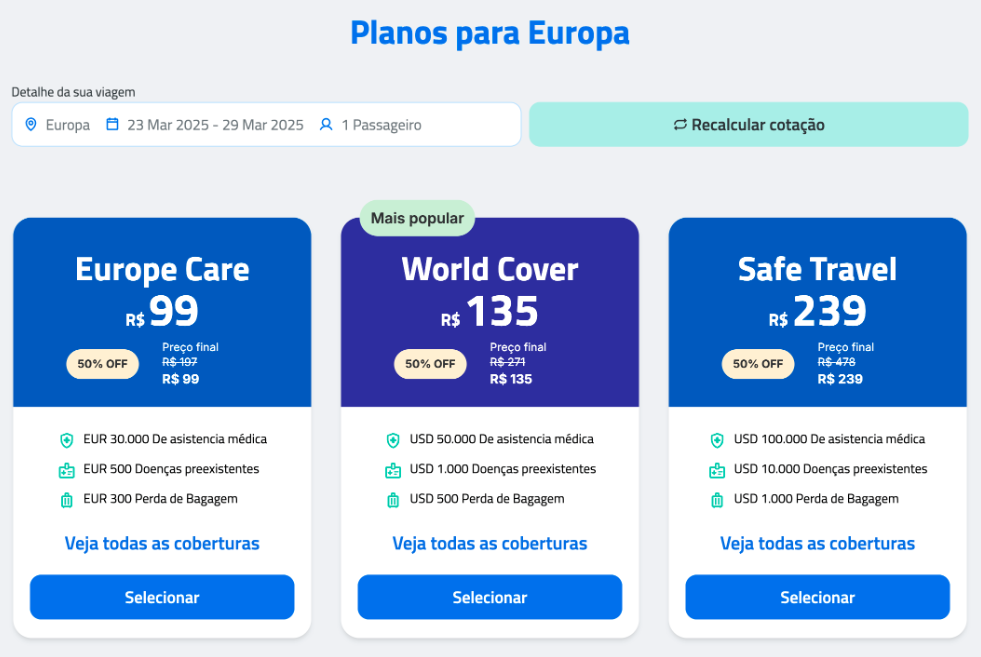 Planos para Europa Assist 365