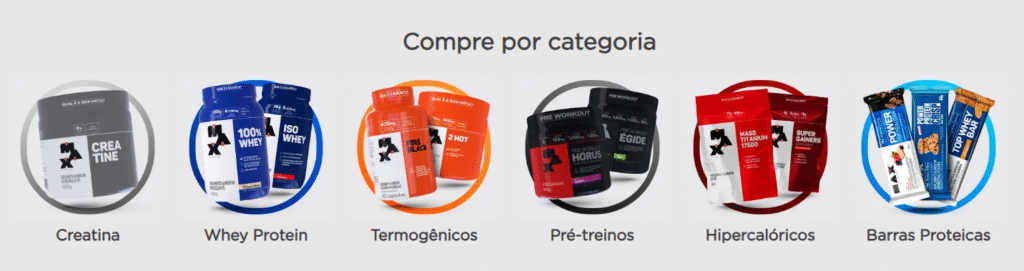 Produtos para hipertrofia, definição muscular, melhora de desempenho e recuperação pós-treino.
