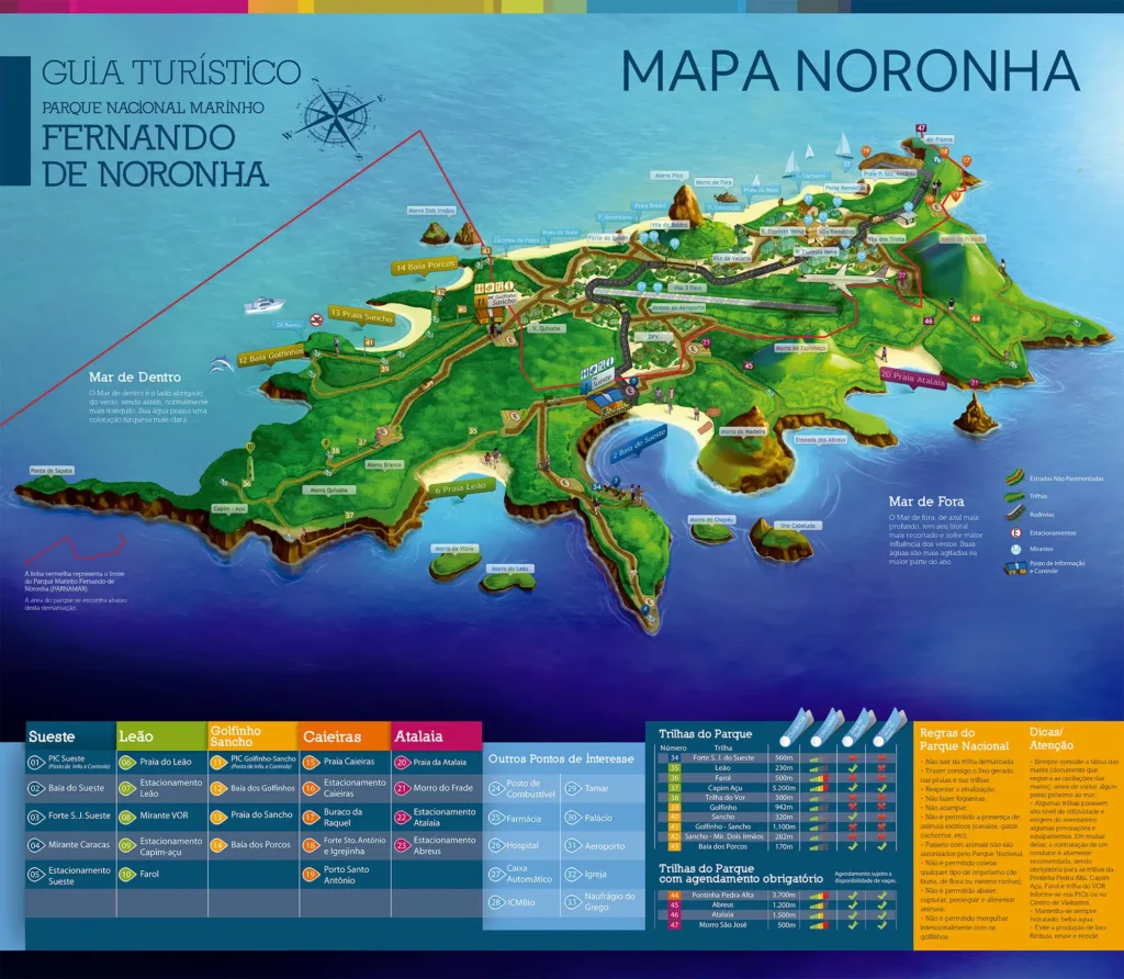 Mapa de Fernando de Noronha: veja onde ficam as principais atrações