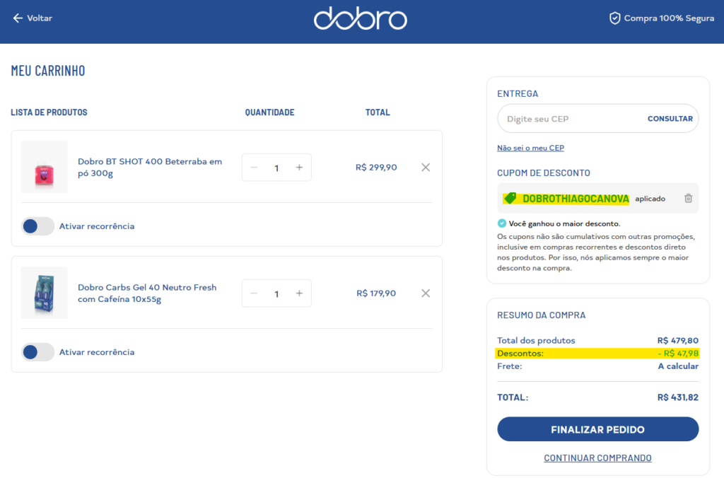 DOBRO cupom de desconto extra