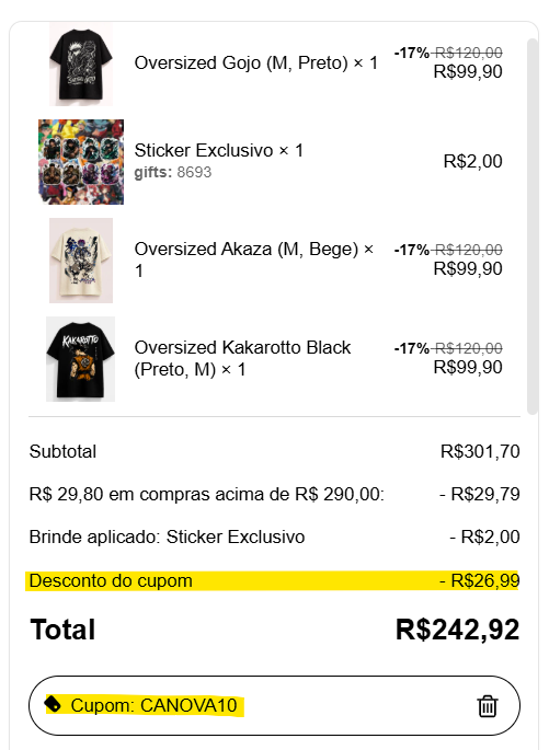 Nível cupom de desconto extra