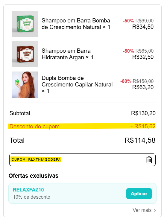 Relax cupom de desconto extra