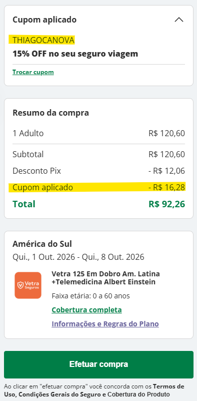 Aproveite um desconto exclusivo e garanta seu seguro viagem com 15% acumulativo com as promoções do site Seguros Promo.