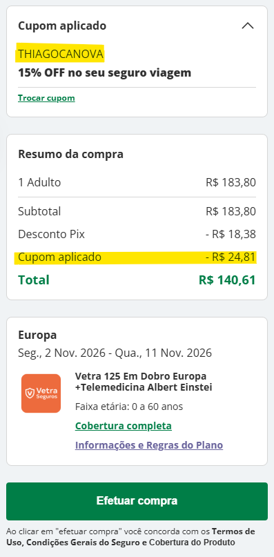 Aproveite um desconto exclusivo e garanta seu seguro viagem com 15% acumulativo com as promoções do site Seguros Promo.