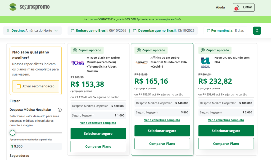 Cote agora mesmo seu seguro viagem para a América do Norte com desconto THIAGOCANOVA.